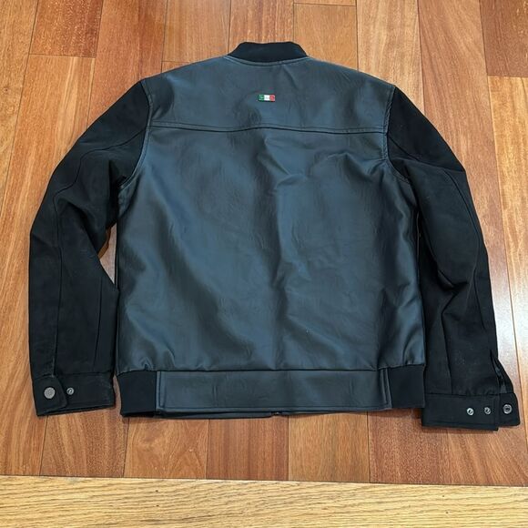 F Collection black leather and suede men's Italy Leather Bomber Jacker Size M - Picture 8 of 13